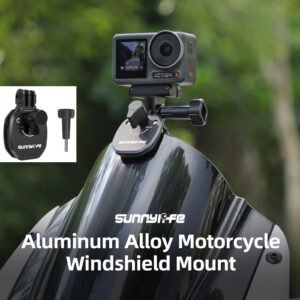 Sunnylife Premium Aluminum Alloy Motorcycle Windshield Mount Clip for GoPro, Insta360, and DJI Action Cameras