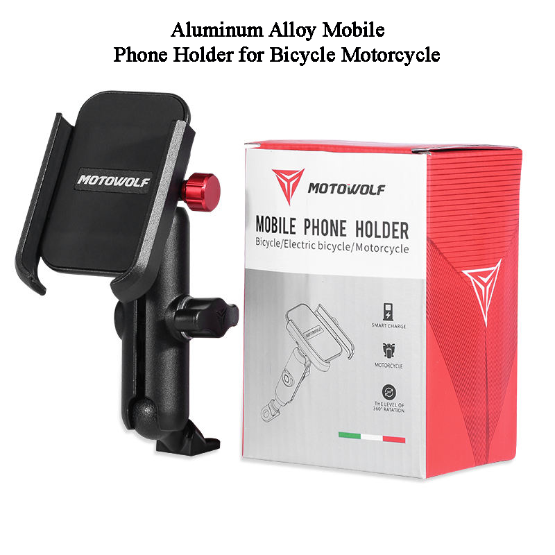 Motowolf Premium Mobile Phone Holder for Bike & Motorcycle – 360° Rotation Anti-Shake Mount