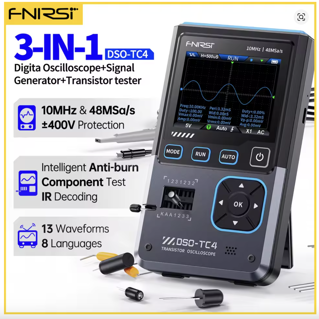 Digital Signal Oscilloscope  Transistor tester Signal Generator 3 In One 10Mhz DSO TC-4