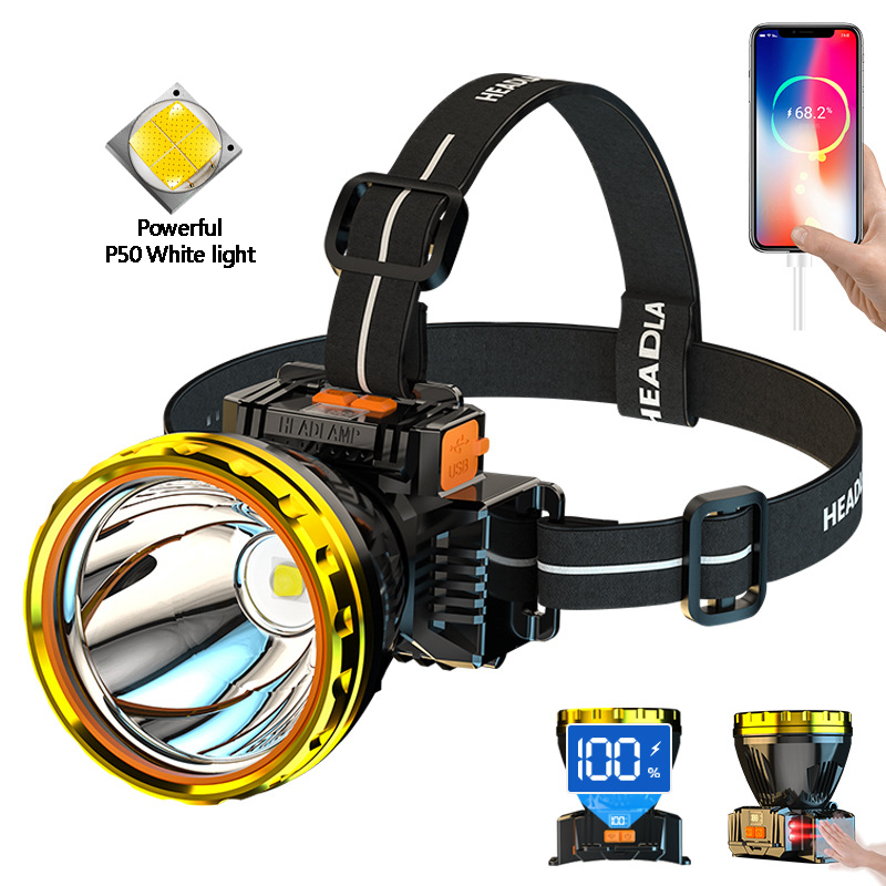 High Power P50 Led Sensor Head Lamp with 2 Lithium ion Rechargeable battery 3000mAh