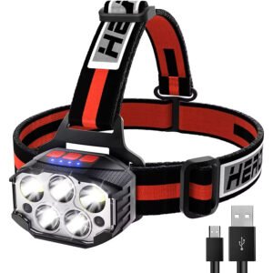 USB Rechargeable 5LED Sensor Headlamp Induction Headlight for Camping Fishing Hunting