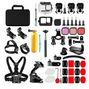 61 in 1 Action Camera Accessories Kit for GoPro Hero 13 12 11 10 9 Waterproof Housing, Chest Head Mount Bike Holder Carry Case and many more