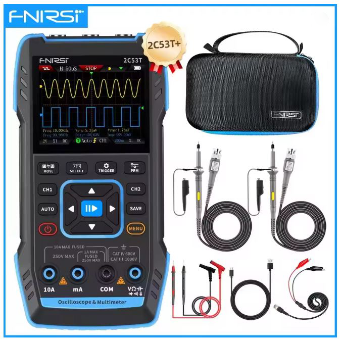 Dual Channel Digital Oscilloscope FNIRSI 2C53T Upgrade 3in1 Oscilloscope Multimeter Signal Generator 50MHz  