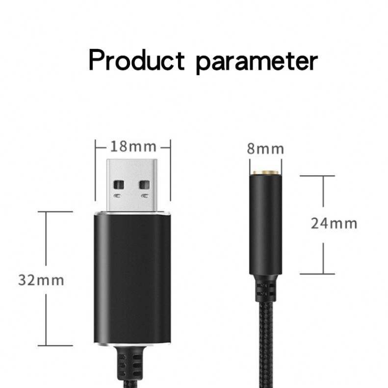 USB to 3.5mm External Sound Card Adapter - 2-in-1 Audio Jack Braided Cable for PC, Laptop, Headphone, and Microphone - Image 8