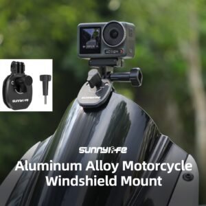 Sunnylife Premium Aluminum Alloy Motorcycle Windshield Mount Clip for GoPro, Insta360, and DJI Action Cameras
