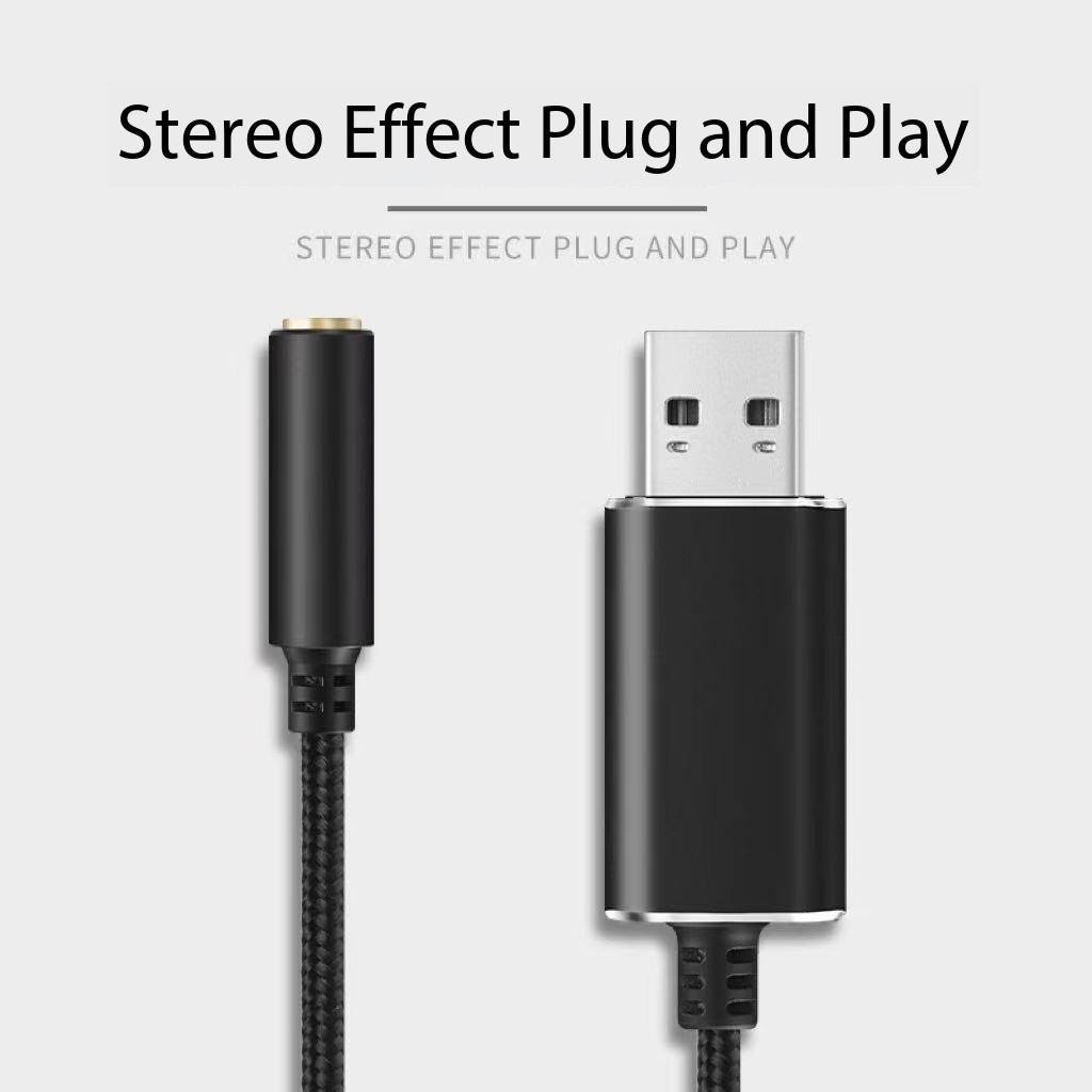 USB to 3.5mm External Sound Card Adapter - 2-in-1 Audio Jack Braided Cable for PC, Laptop, Headphone, and Microphone - Image 2