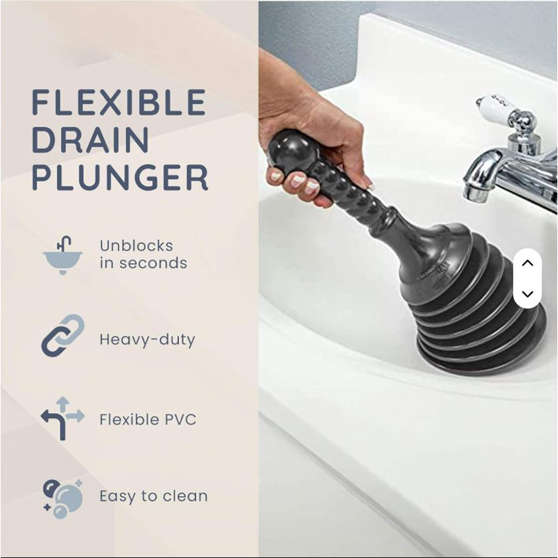 Mini Bellows Plunger for Sinks and Drains – Powerful Suction Pipe Unclogger for Kitchen, Bathroom, and Washbasin