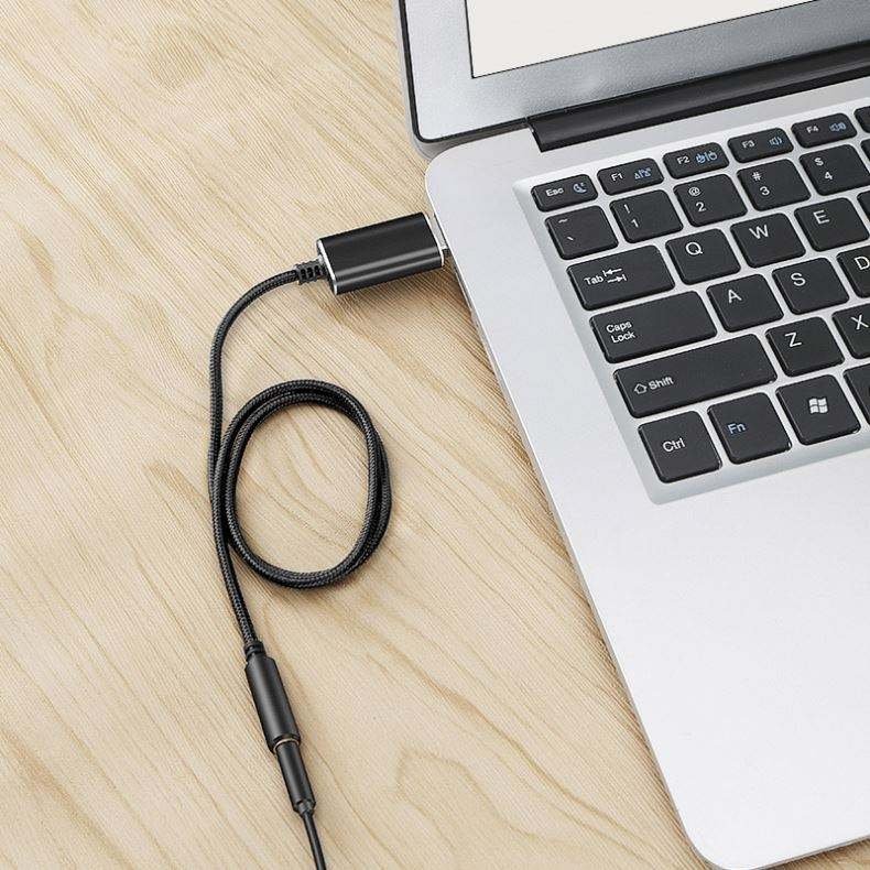 USB to 3.5mm External Sound Card Adapter - 2-in-1 Audio Jack Braided Cable for PC, Laptop, Headphone, and Microphone - Image 3