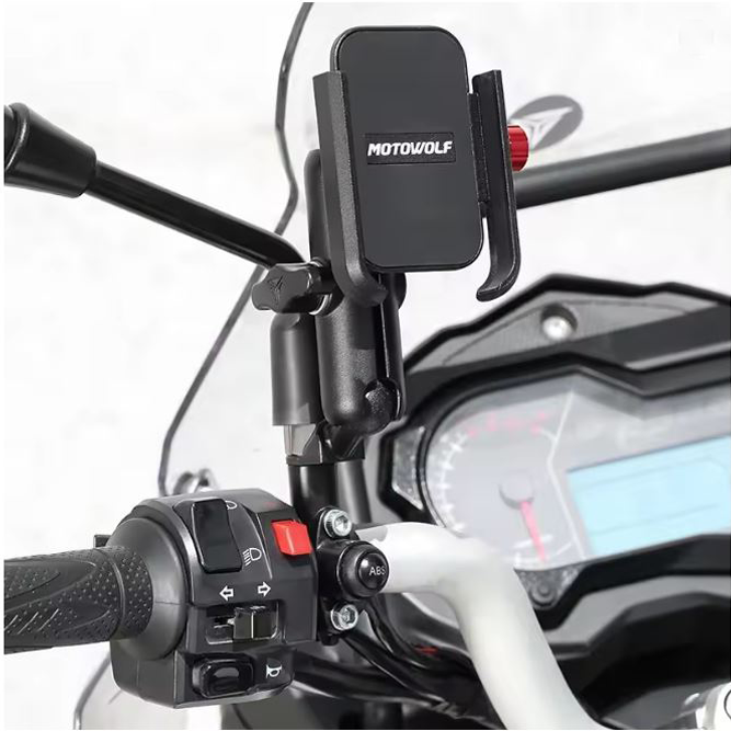 Motowolf Premium Mobile Phone Holder for Bike & Motorcycle - 360° Rotation Anti-Shake Mount - Image 4