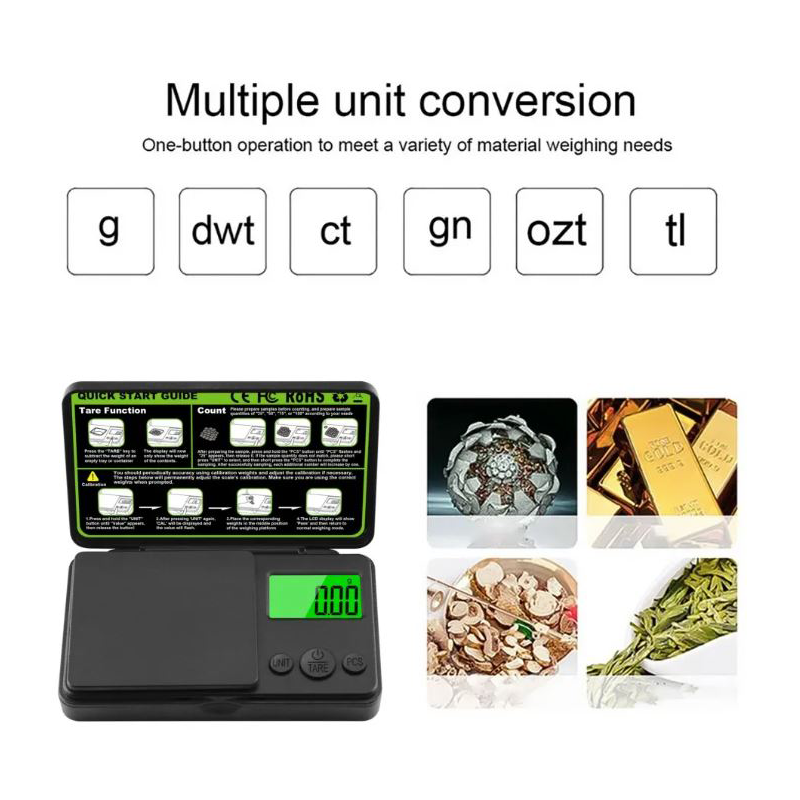 High-Precision Mini Digital Pocket Jewelry Scale 1000g- 0.01g Electronic Gram Scale with PCS Counting and Tare Function - Image 3