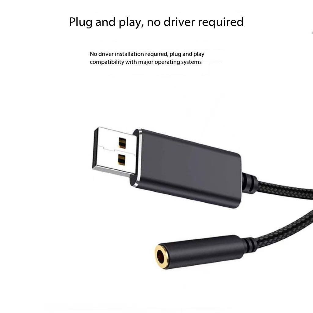 USB to 3.5mm External Sound Card Adapter - 2-in-1 Audio Jack Braided Cable for PC, Laptop, Headphone, and Microphone - Image 5