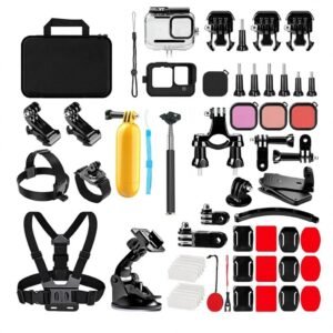 61 in 1 Action Camera Accessories Kit for GoPro Hero 13 12 11 10 9 Waterproof Housing, Chest Head Mount Bike Holder Carry Case and many more
