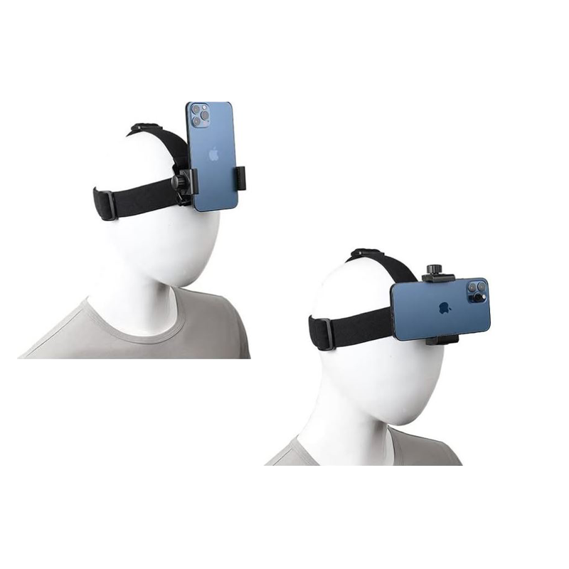 Head Strap Mount Combo Kit – Anti-Slip Elastic Head Band with Adjustable Mobile Holder, Long Thumb Screw, 1/4″ Adapter and Silicone Safety Web for Smartphone & Action Cameras