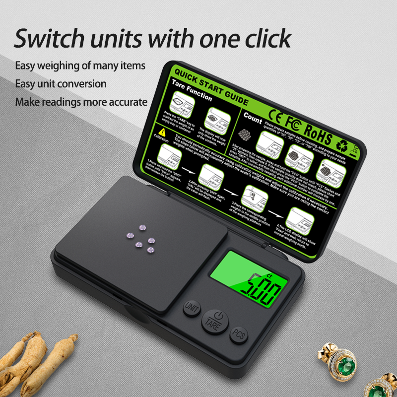 High-Precision Mini Digital Pocket Jewelry Scale 1000g- 0.01g Electronic Gram Scale with PCS Counting and Tare Function - Image 2
