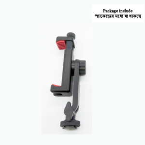 Premium 360° Rotatable Universal Phone Tripod Mount Clip – Dual 1/4″ Screw Smartphone Clamp with Cold Shoe Mount for Live Streaming & Vlogging
